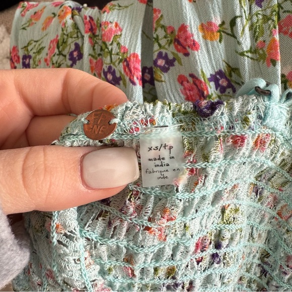 Free People Adella PrintedMini Slip/Sky Blue Combo - Picture 10 of 11